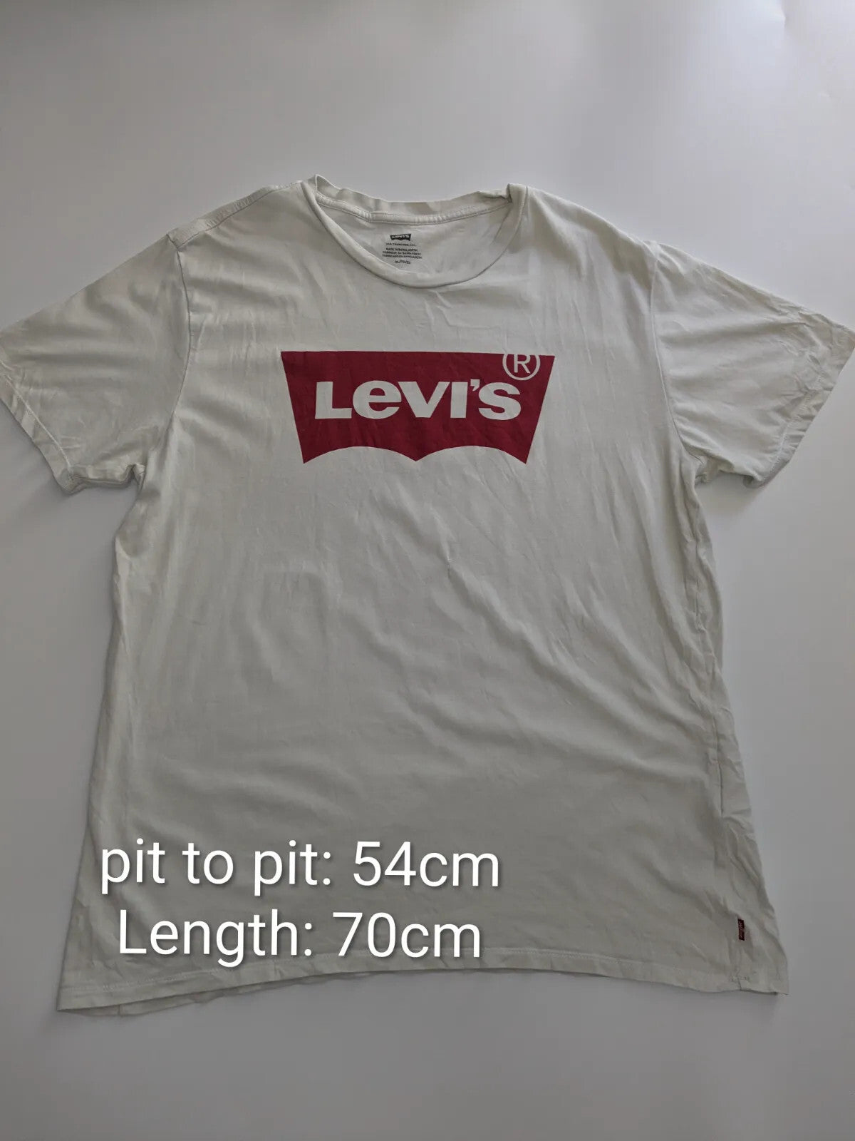 Levis T Shirt XL White Cotton Jersey Logo Print Graphic Short Sleeve Pullover