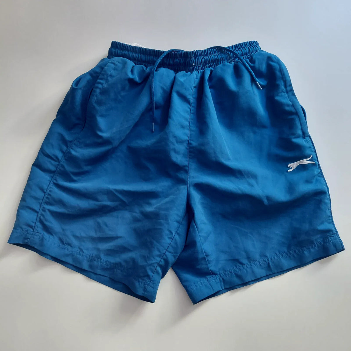 Slazenger Shorts UK S Blue Drawstring Waist Logo Sport Athletic