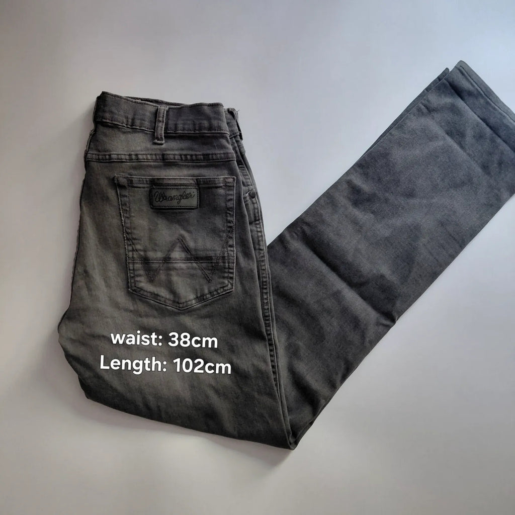 Wrangler Greensboro Jeans Mens W33 L36 Grey Denim Straight Leg Workwear Button