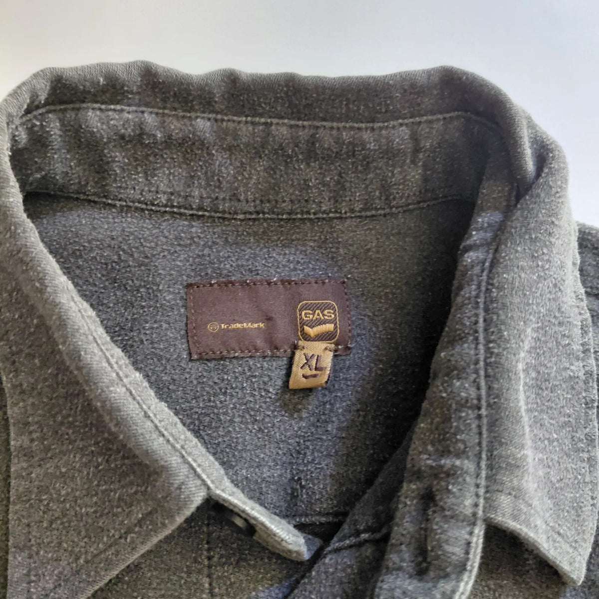 Gas Overshirt Mens XL Grey Denim Button Up Logo Workwear
