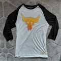 Under Armour Raglan Long Sleeve T Shirt Small White Black Graphic Iron Paradise