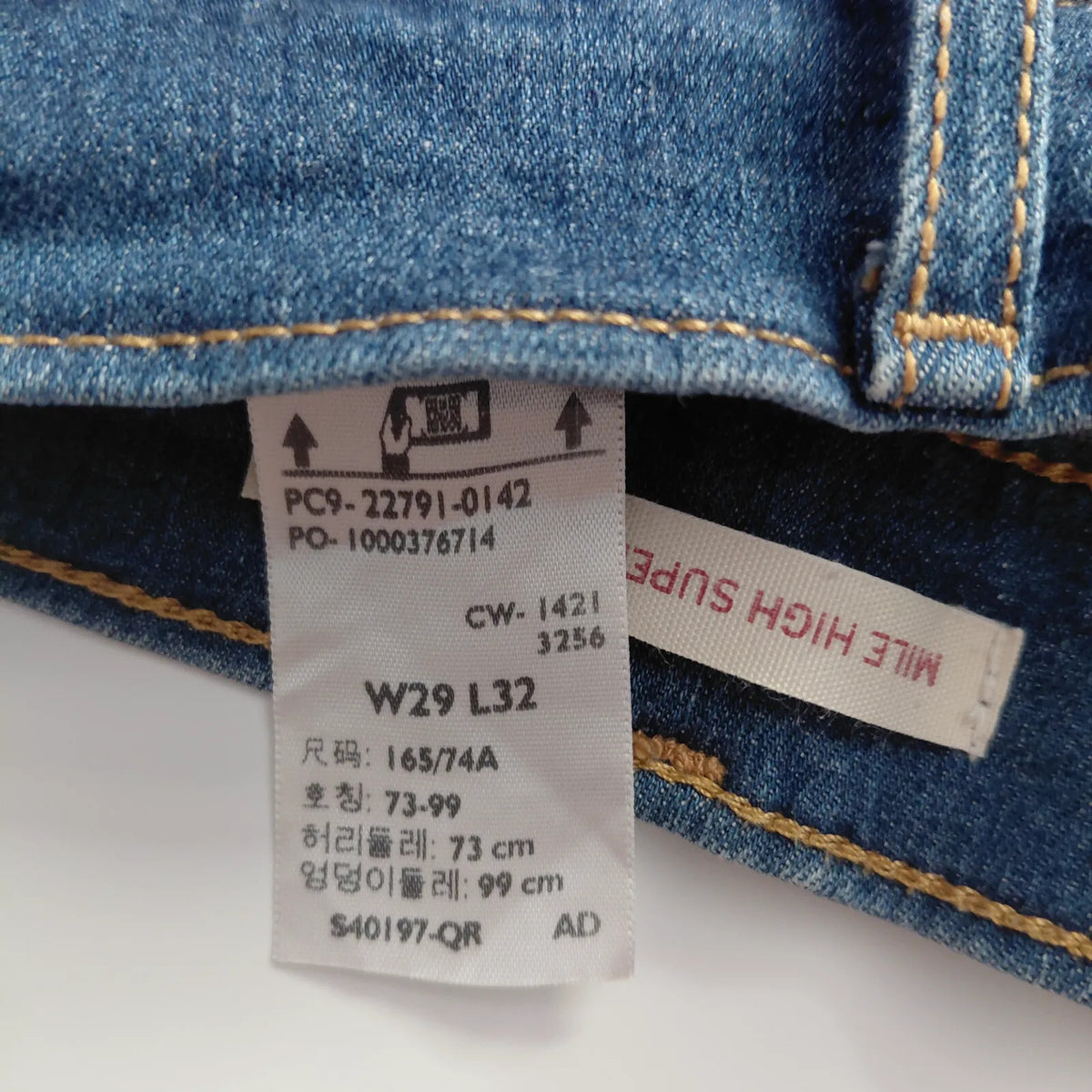 Levis Mile High Jeans Womens W29 L32 Dark Blue Wash Denim Super Skinny High Rise