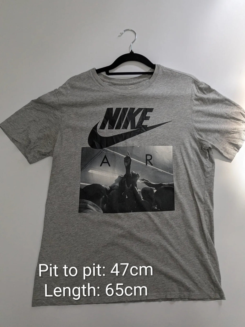 Nike T-Shirt Grey Cotton Logo Graphic Streetwear Short Sleeve Crew Neck