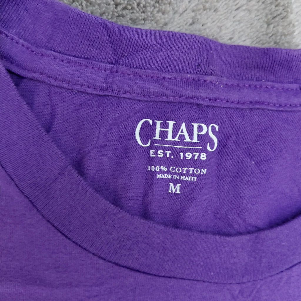 Chaps Pocket T Shirt Men's Medium Purple Cotton Tee