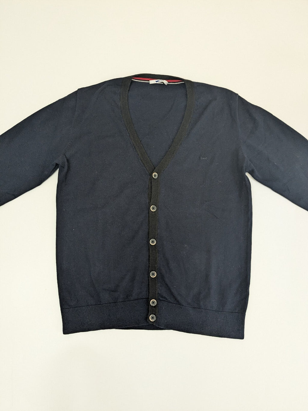Navy Gas button cardigan sweater