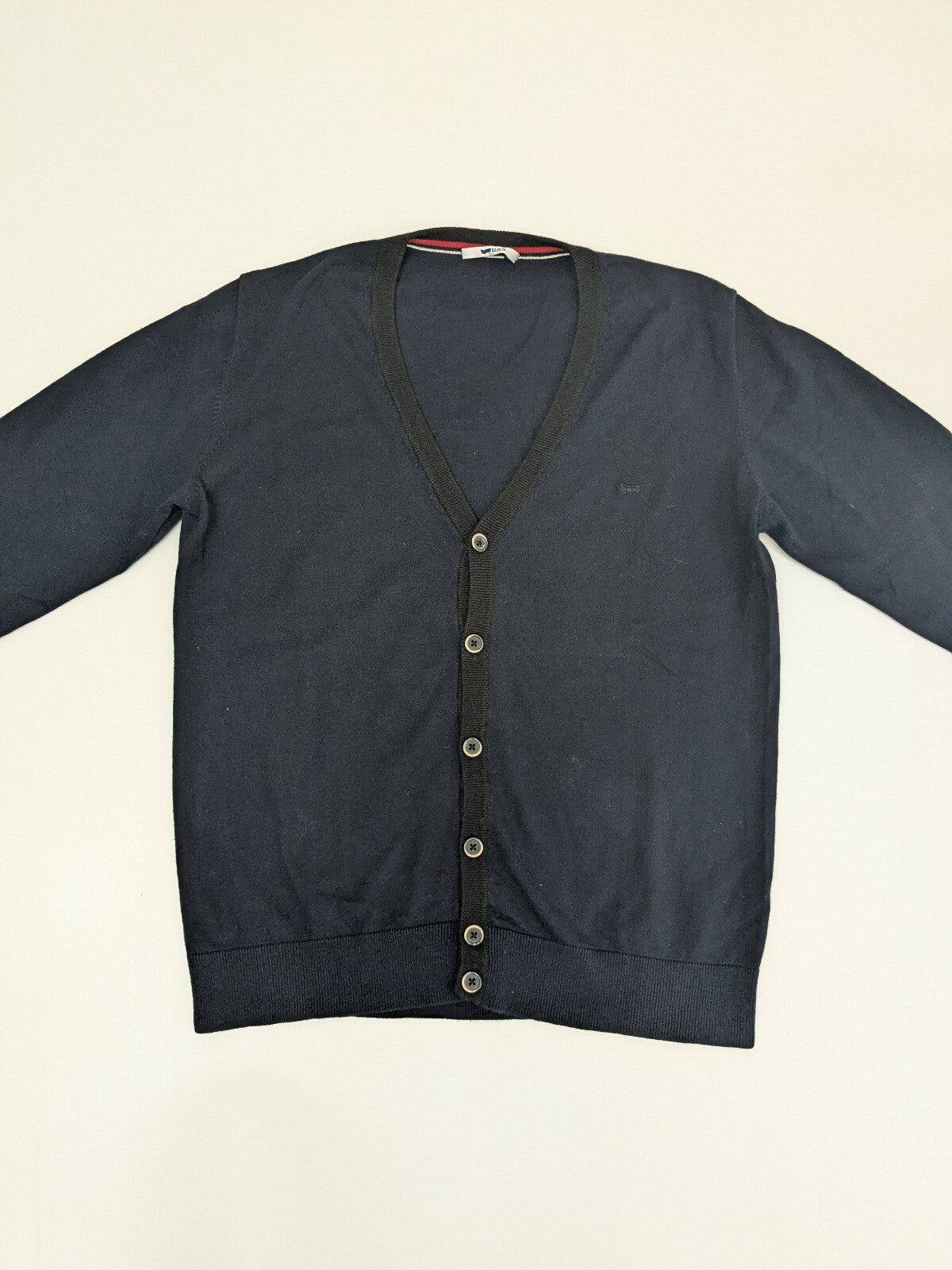 Navy Gas button cardigan sweater