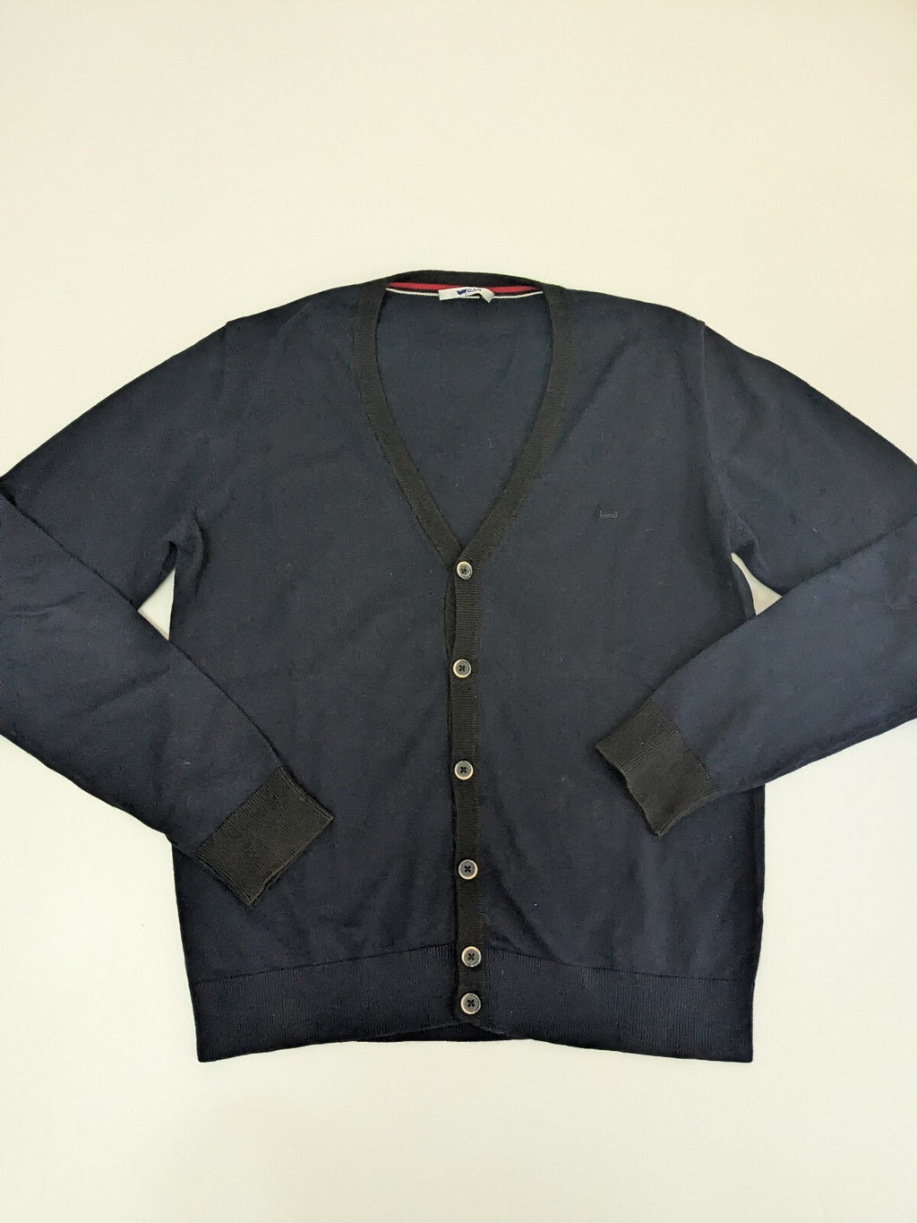 Navy Gas button cardigan sweater