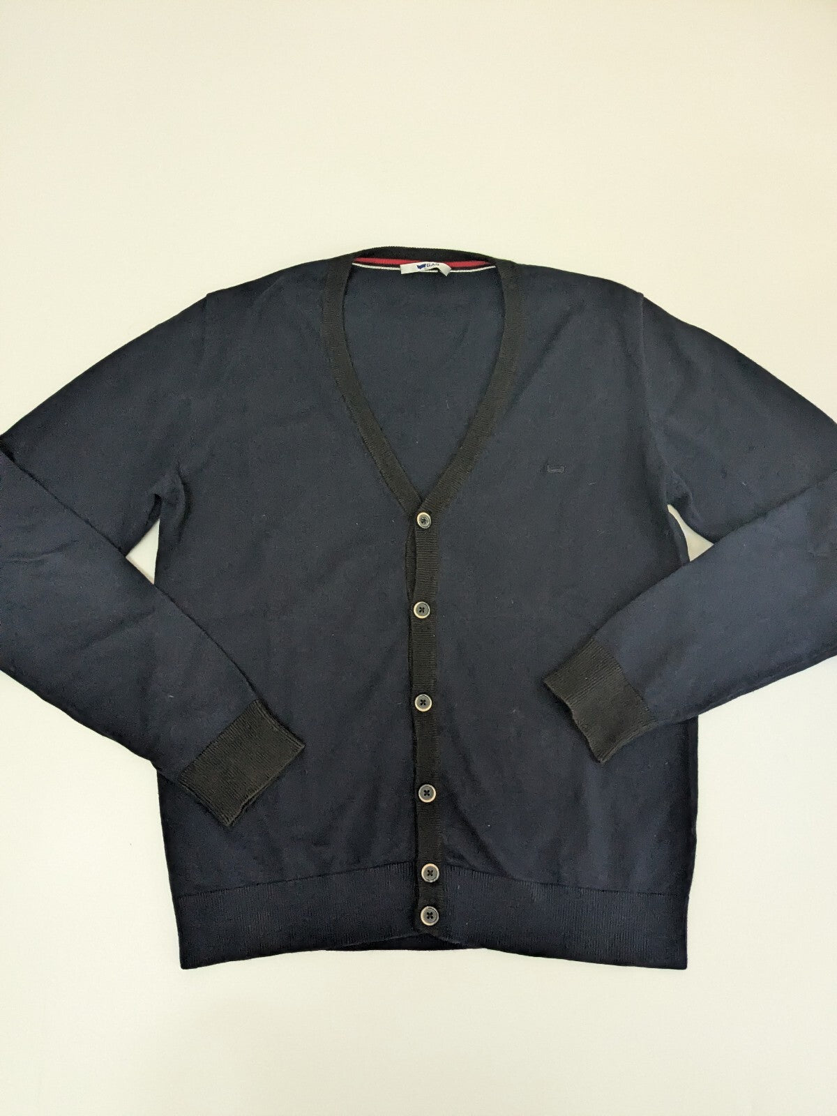 Navy Gas button cardigan sweater
