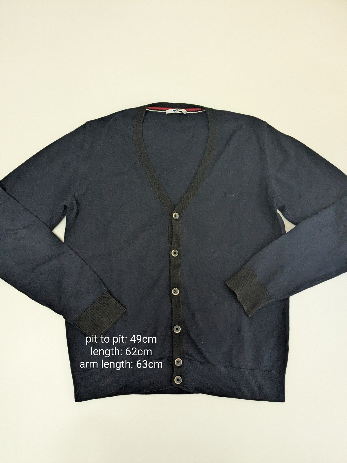 Navy Gas button cardigan sweater