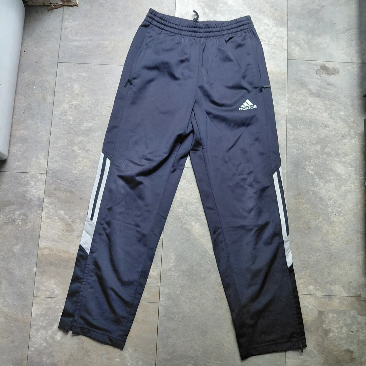 Adidas Track Pants Navy Logo Full Zip Sporty