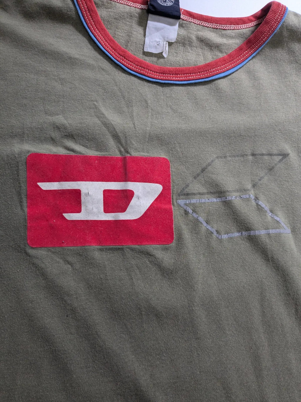 Diesel T-Shirt Medium Olive Green Cotton Logo Graphic Print Short Sleeve
