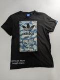Adidas T-Shirt Small Black Graphic Logo Camouflage Short Sleeve Crew Neck
