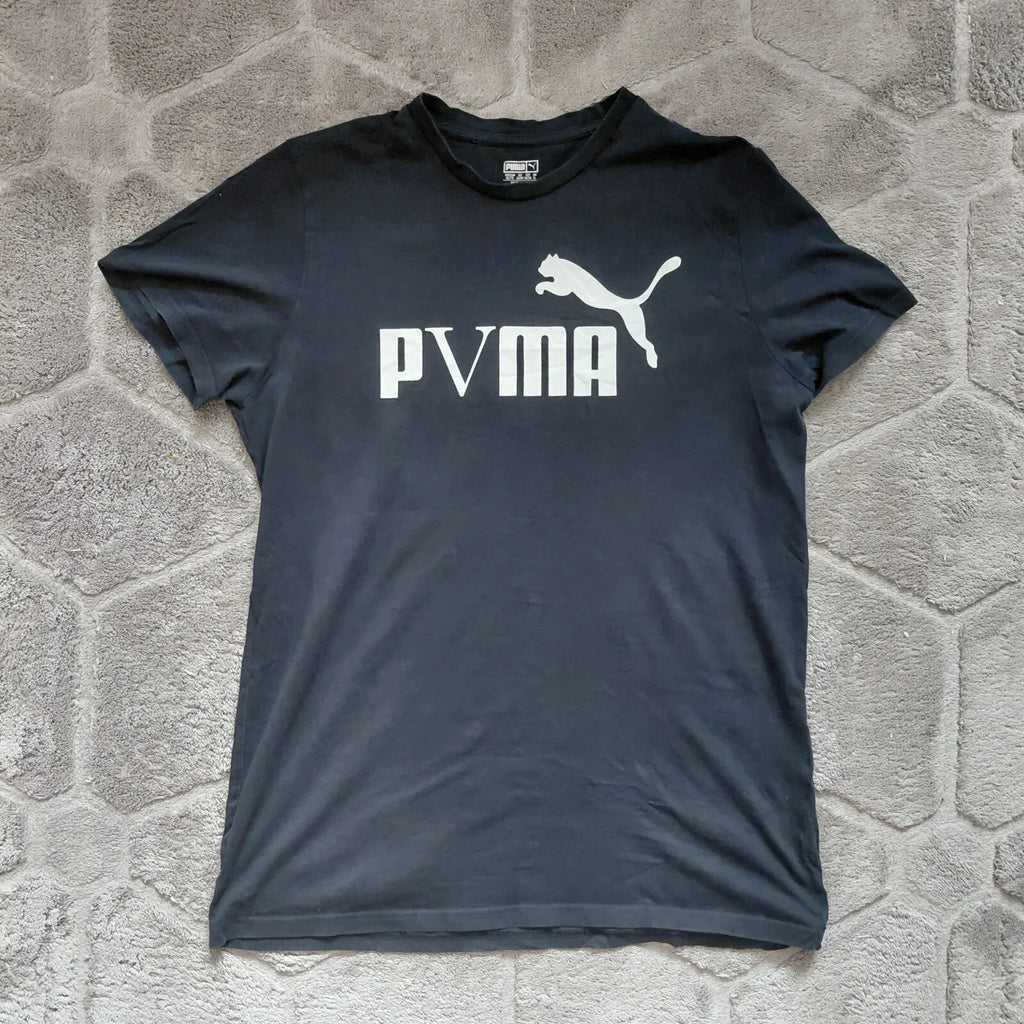 Puma Crew Neck T Shirt XL Black Graphic Logo Short Sleeve Streetwear