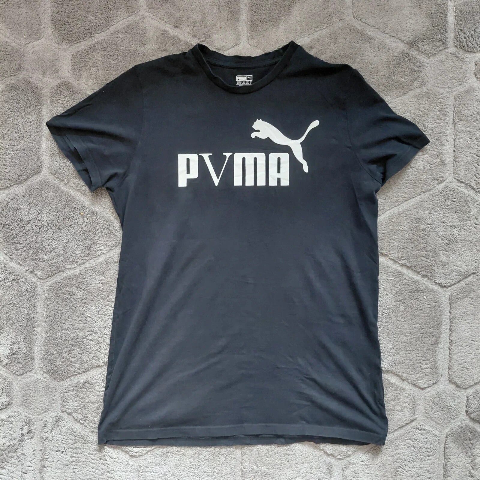 Puma Crew Neck T Shirt XL Black Graphic Logo Short Sleeve Streetwear