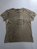 Gas T-Shirt Mens Khaki Cotton Graphic Logo Distressed Streetwear Short Sleeve