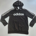 Adidas Hoodie UK 13-14Y Black Pullover Logo Three Stripe Hooded Streetwear