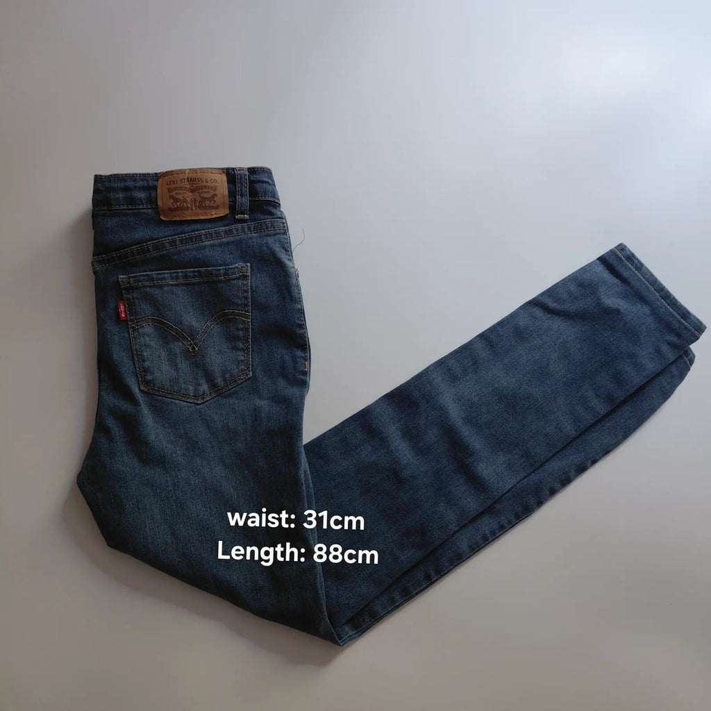 Levis 720 High Rise Super Skinny Jeans 14A Mid Blue Wash Denim Button Fly