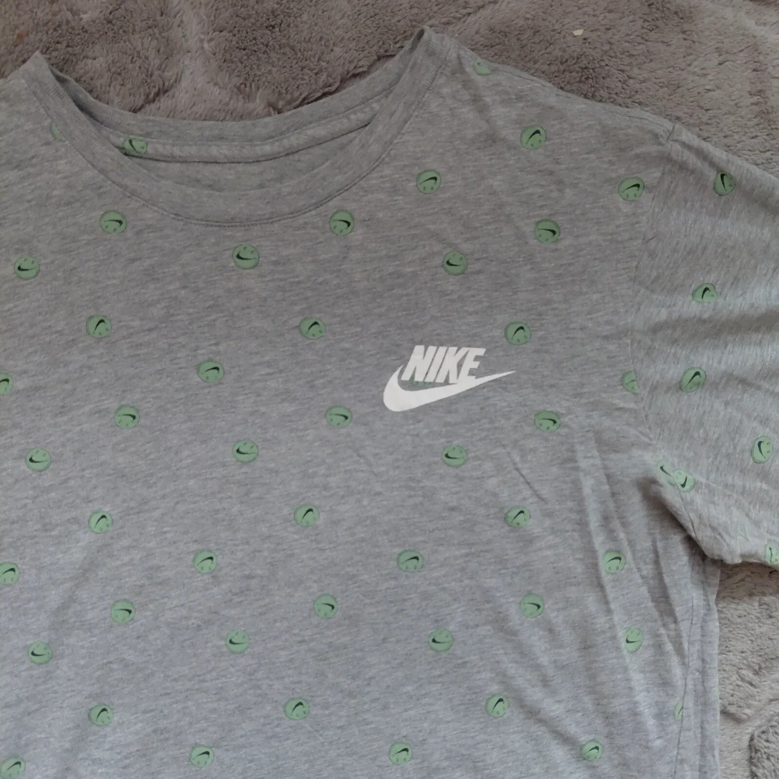 Nike The Nike Tee T Shirt Mens Medium Grey Cotton Logo Graphic Print Crew Neck