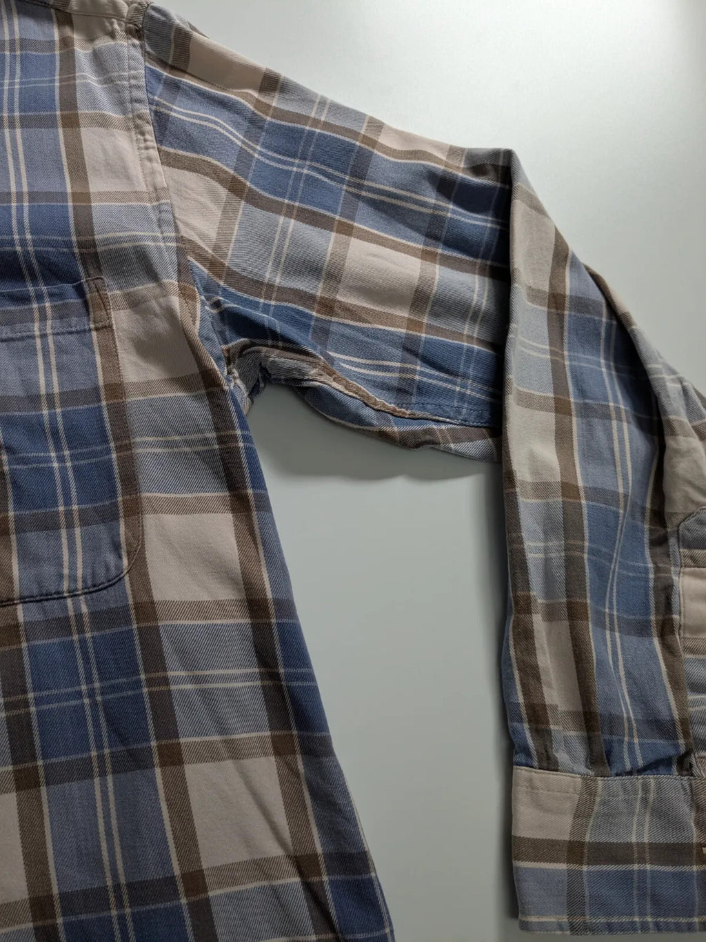 Fila Shirt Medium Blue Cotton Plaid Button Up Long Sleeve Logo Workwear