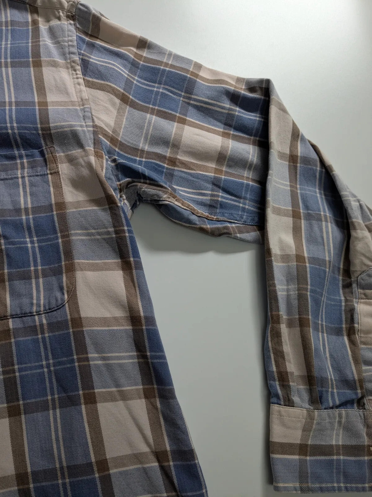 Fila Shirt Medium Blue Cotton Plaid Button Up Long Sleeve Logo Workwear