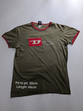 Diesel T-Shirt Medium Olive Green Cotton Logo Graphic Print Short Sleeve
