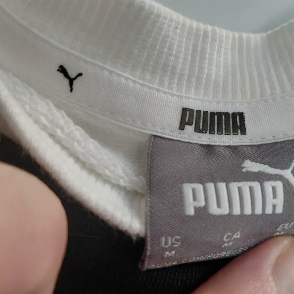 Puma Crewneck Sweatshirt Medium White Cotton Colour Block Logo Streetwear