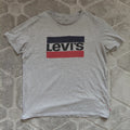 Levis Crew Neck T Shirt Grey Cotton Jersey Graphic Logo Short Sleeve