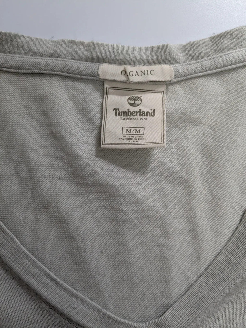 Timberland V Neck Jumper Medium Grey Cotton Cashmere Logo Knitted