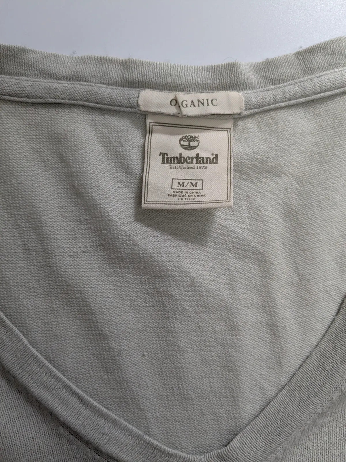 Timberland V Neck Jumper Medium Grey Cotton Cashmere Logo Knitted