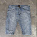 Lee Jean Shorts W34 L36 Light Blue Wash Denim Cuffed Button Fly Light Wash