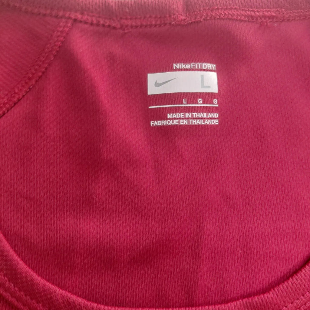 Nike T-Shirt Large Red Dri-FIT Short Sleeve Logo Athletic