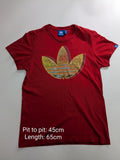 Adidas T-Shirt Red Cotton Logo Graphic Streetwear Short Sleeve Crew Neck