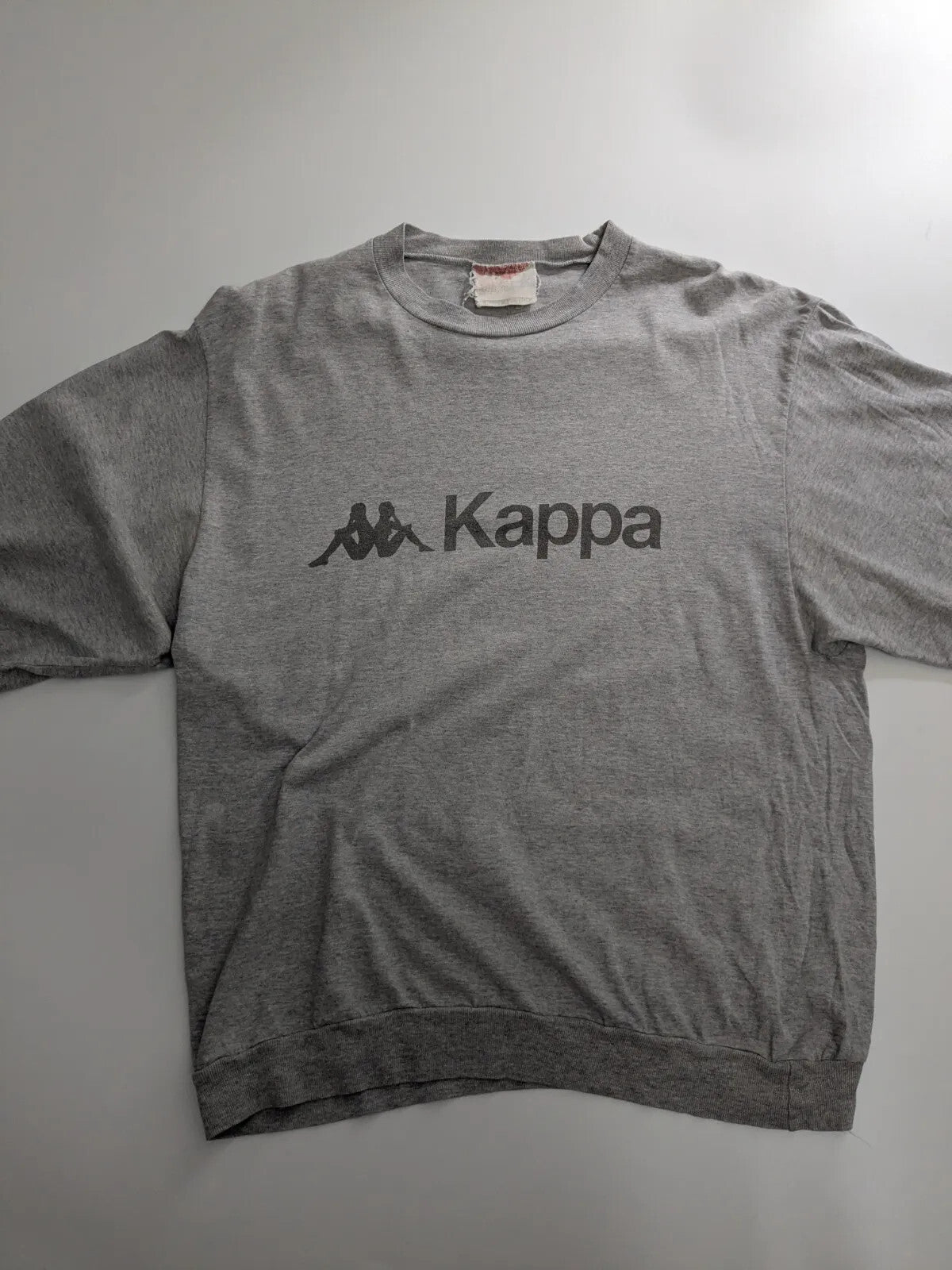 Kappa Sweatshirt Grey Cotton Jersey Logo Crew Neck Pullover Streetwear Athletic