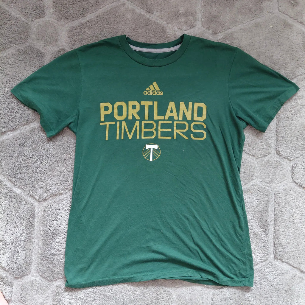 Adidas Crew Neck T Shirt Medium Green Portland Timbers Graphic Logo Team Short