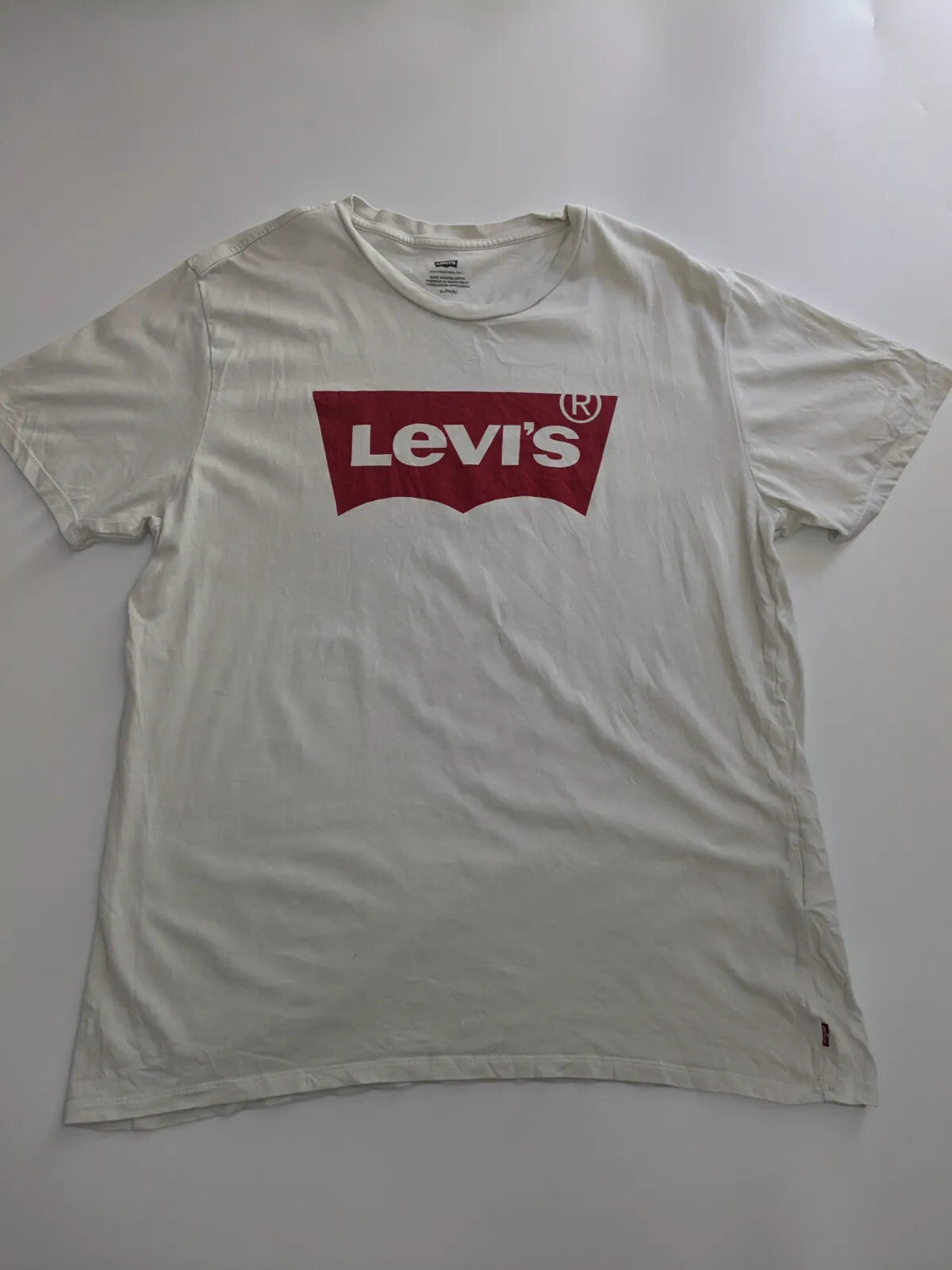 Levis T Shirt XL White Cotton Jersey Logo Print Graphic Short Sleeve Pullover