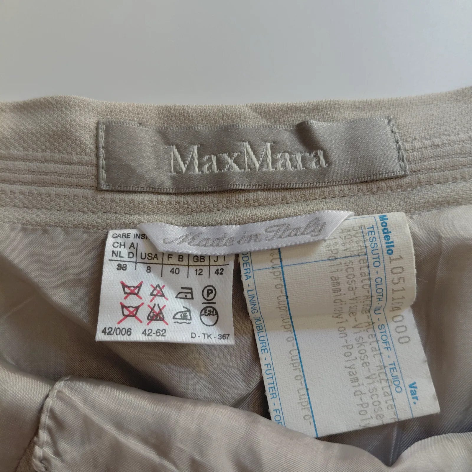 Maxmara Pencil Skirt Womens UK12 Beige Striped