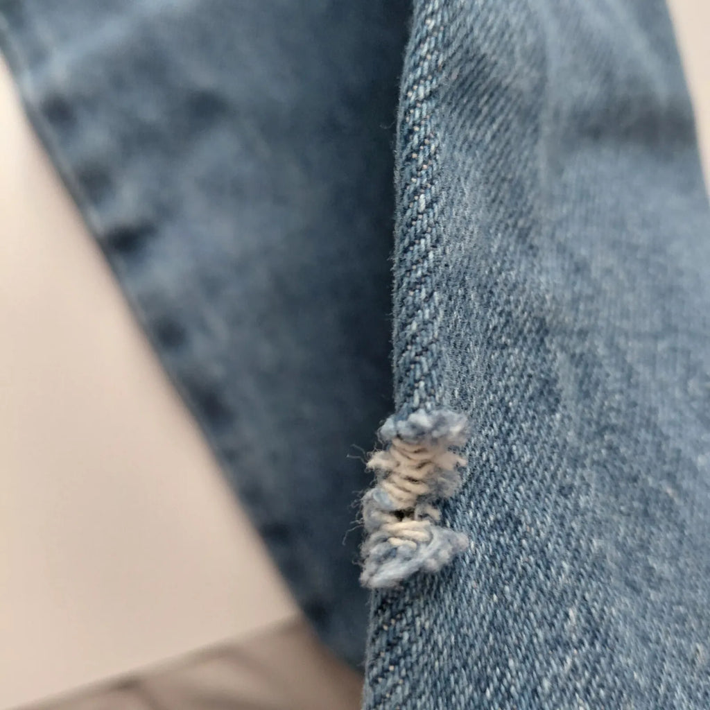 Dickies Carpenter Jeans Mid Blue Wash Denim Distressed Ripped Workwear Utility