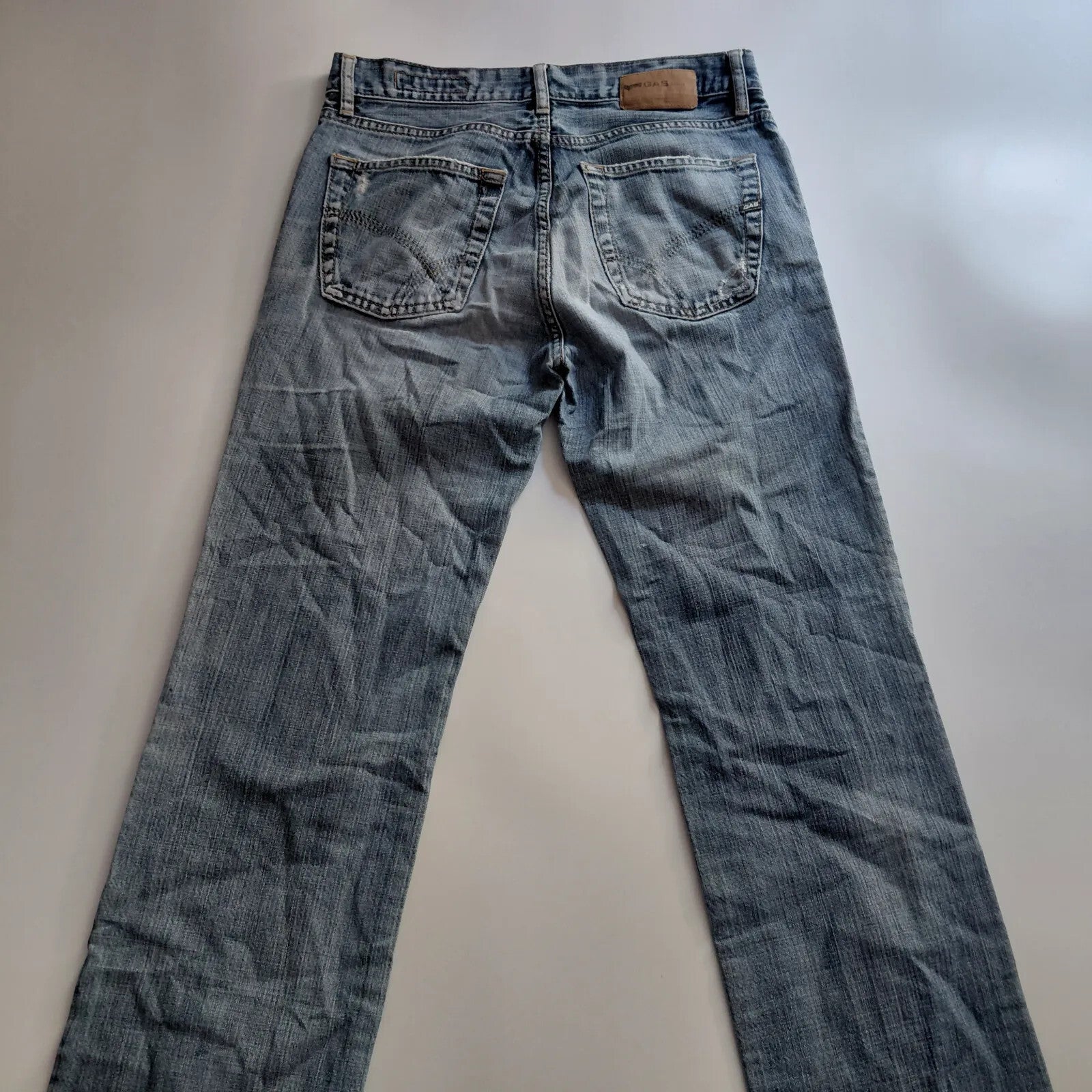 Gas Jeans L36 Light Blue Wash Denim Regular Straight Button Fly