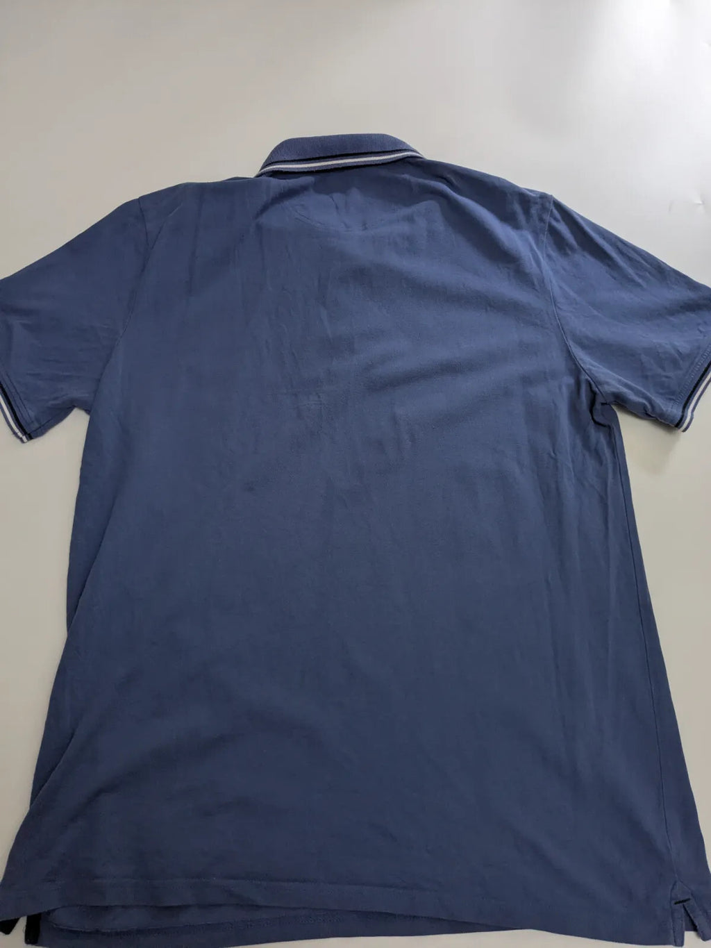 Champion Polo Shirt Mens 3XL Blue Cotton Pique Logo Striped Collar Trim Button