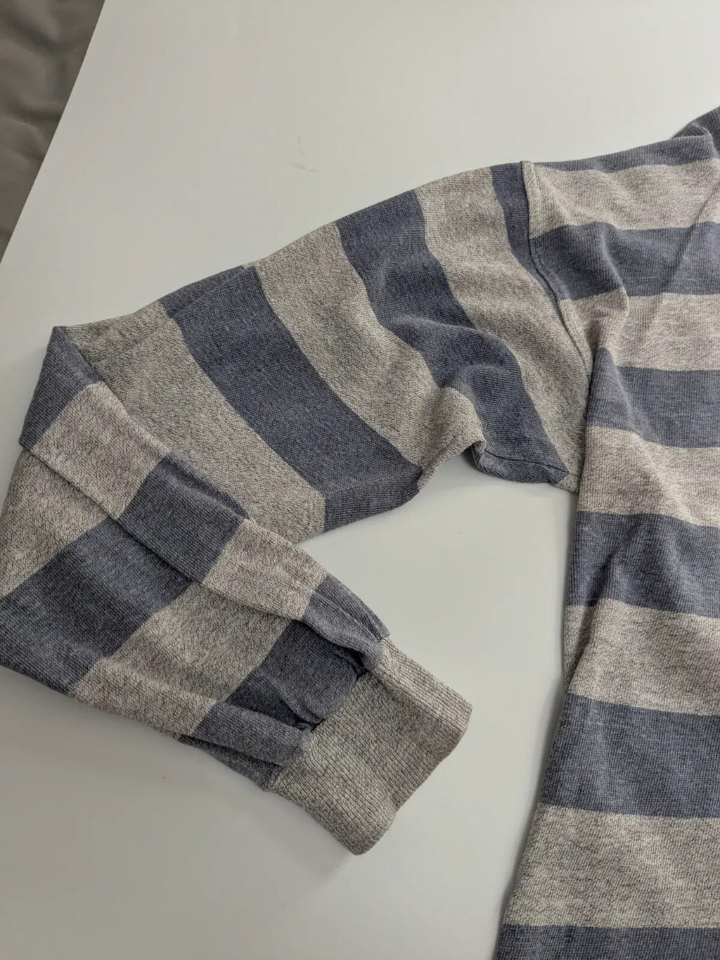 Converse Polo Shirt Mens Grey Striped Logo Button Up Long Sleeve