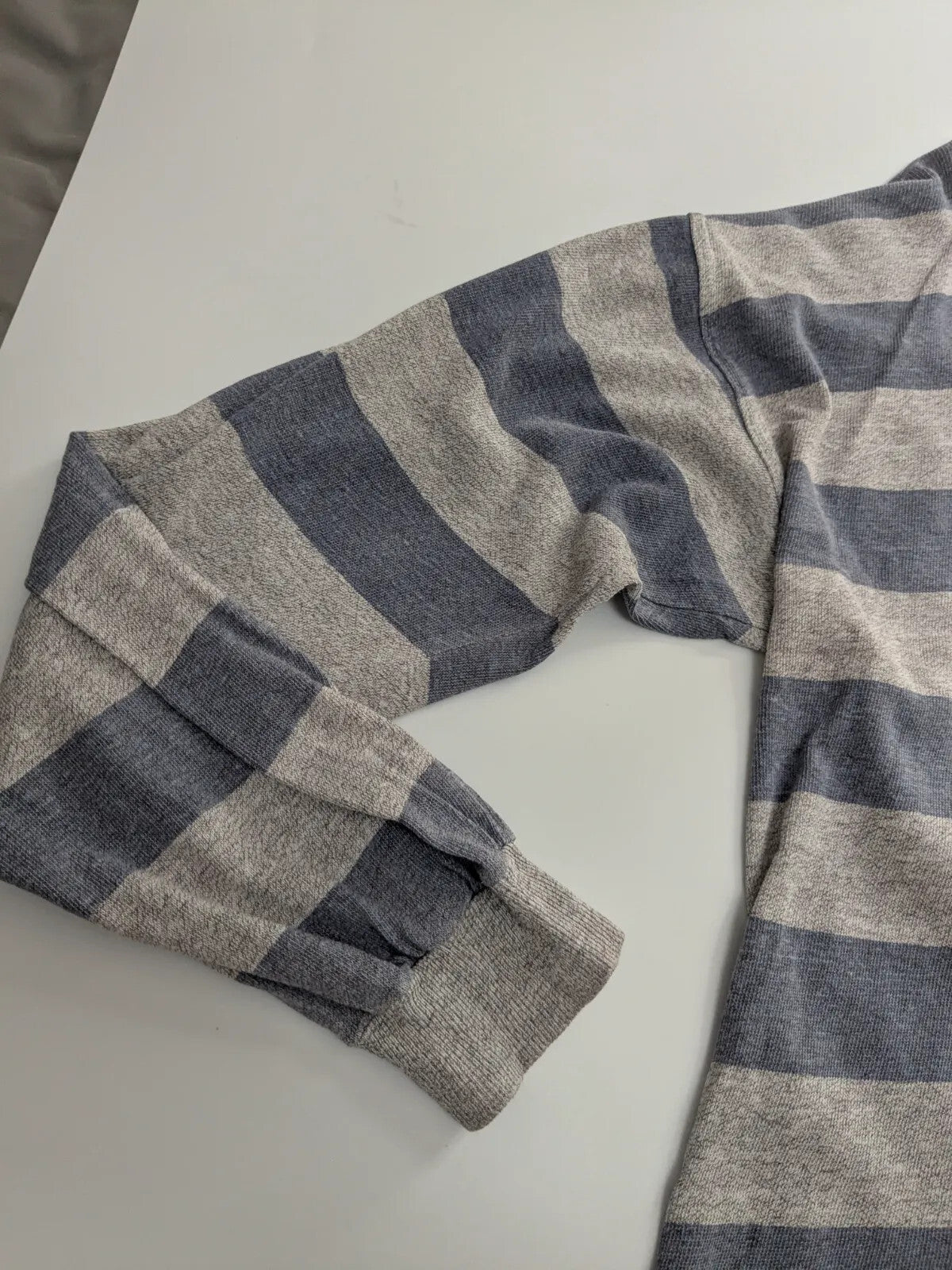 Converse Polo Shirt Mens Grey Striped Logo Button Up Long Sleeve