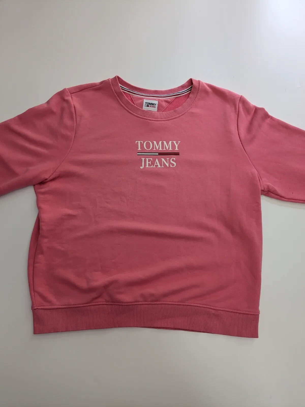 Tommy Jeans Crewneck Sweatshirt M Pink Cotton Logo Pullover