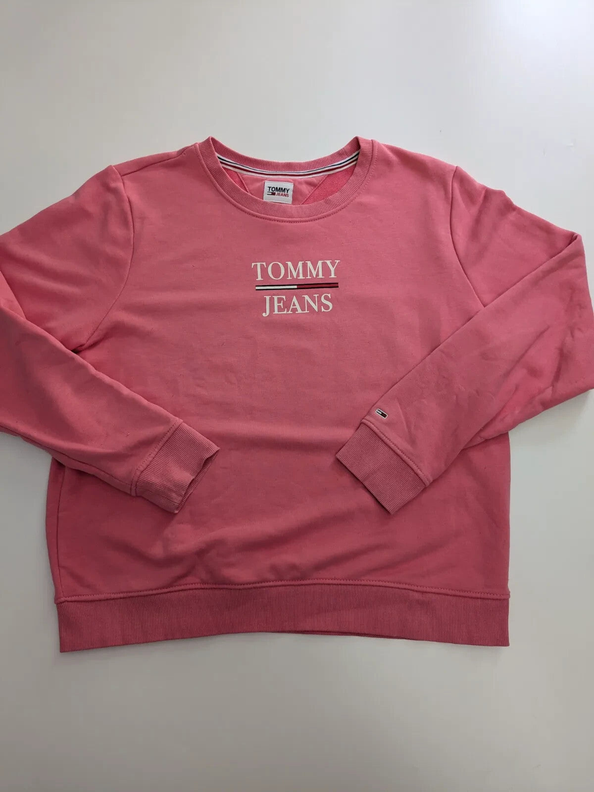 Tommy Jeans Crewneck Sweatshirt M Pink Cotton Logo Pullover