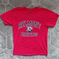 Champion Crew Neck T Shirt Unisex Medium Red Cotton Belmont Bruins Logo Short