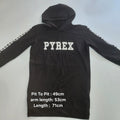 Pyrex Hoodie Black Cotton Logo Pullover Hooded Streetwear