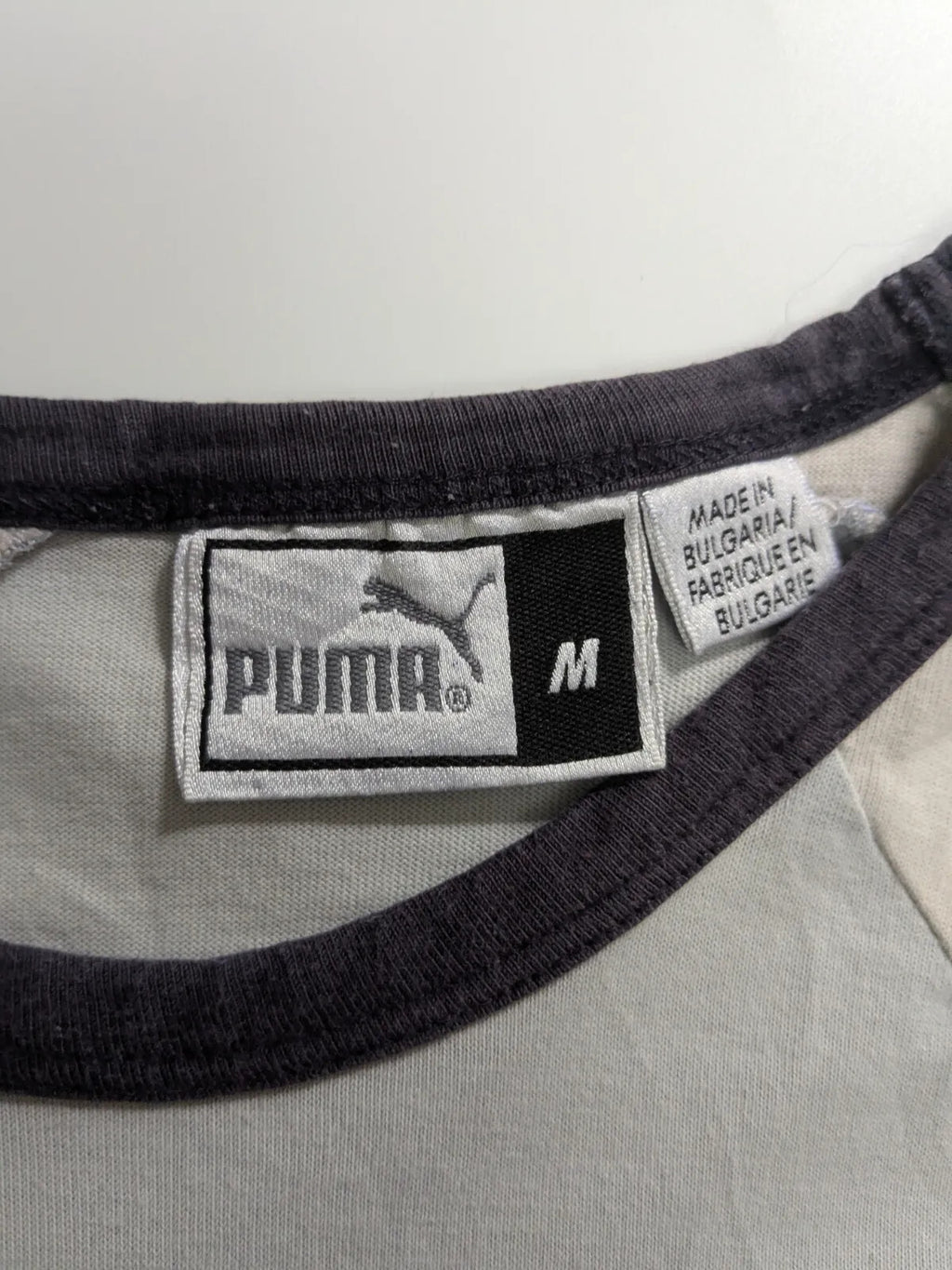 Puma Football Shirt Mens Medium Grey Graphic Logo Short Sleeve Retro Sportswear