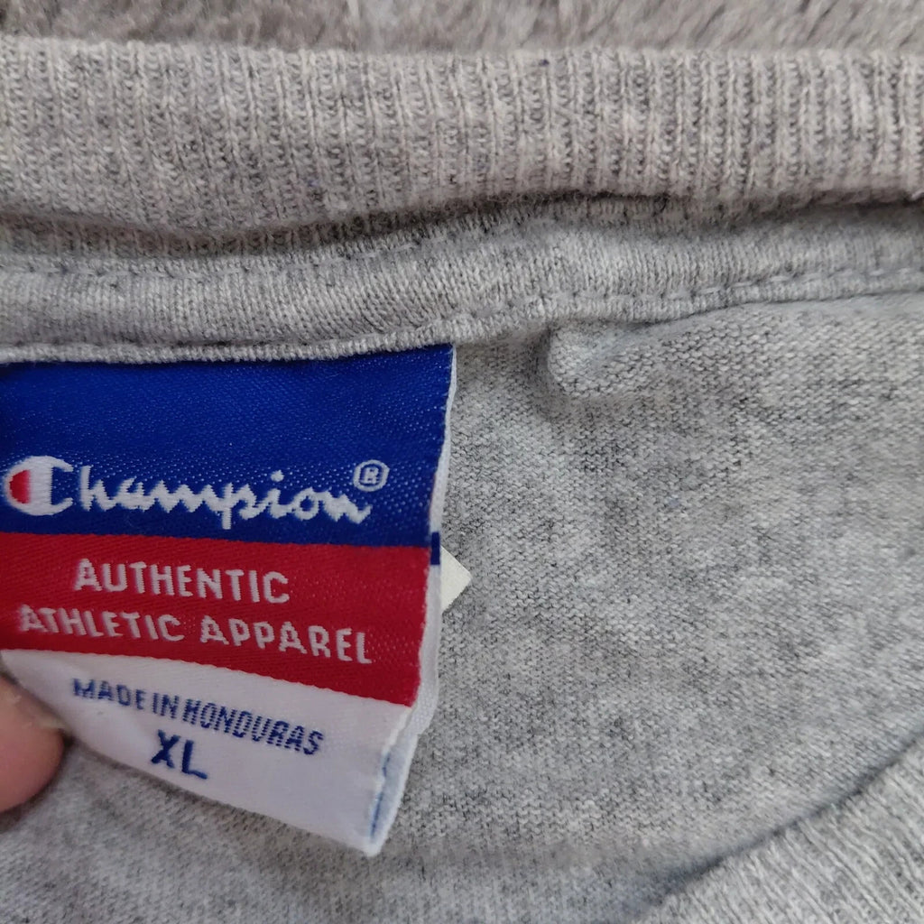 Champion Crew Neck T Shirt Mens XL Grey Heather Cotton Soccer Logo Graphic