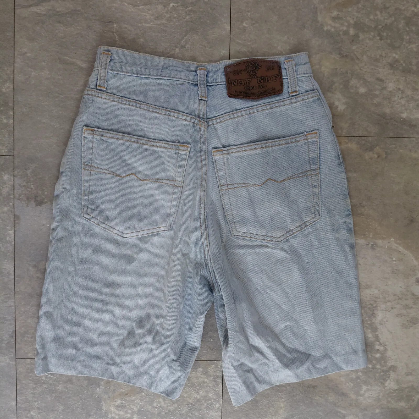 Naf Naf Denim Shorts Womens UK 10 Light Blue Denim Light Wash