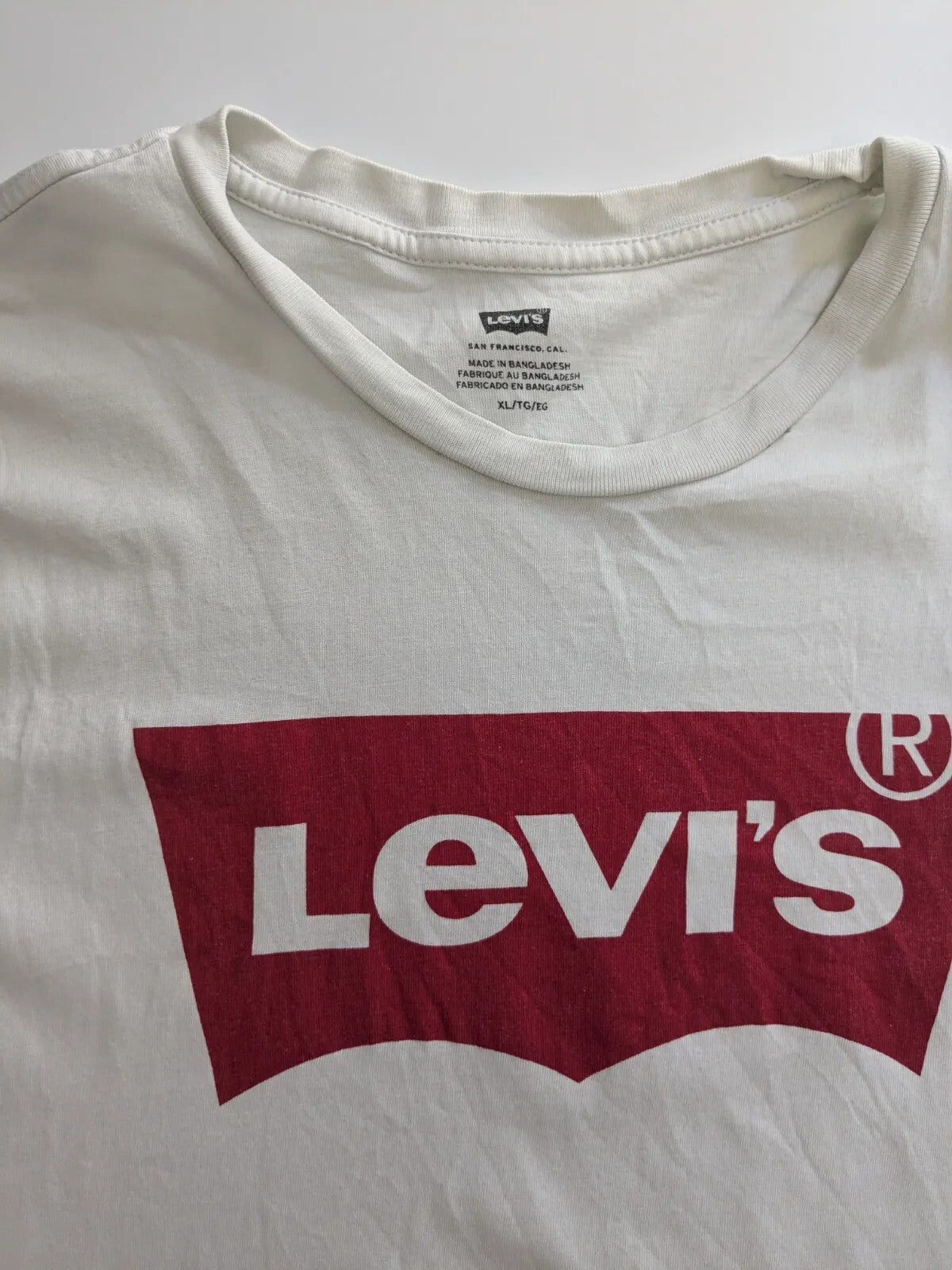 Levis T Shirt XL White Cotton Jersey Logo Print Graphic Short Sleeve Pullover