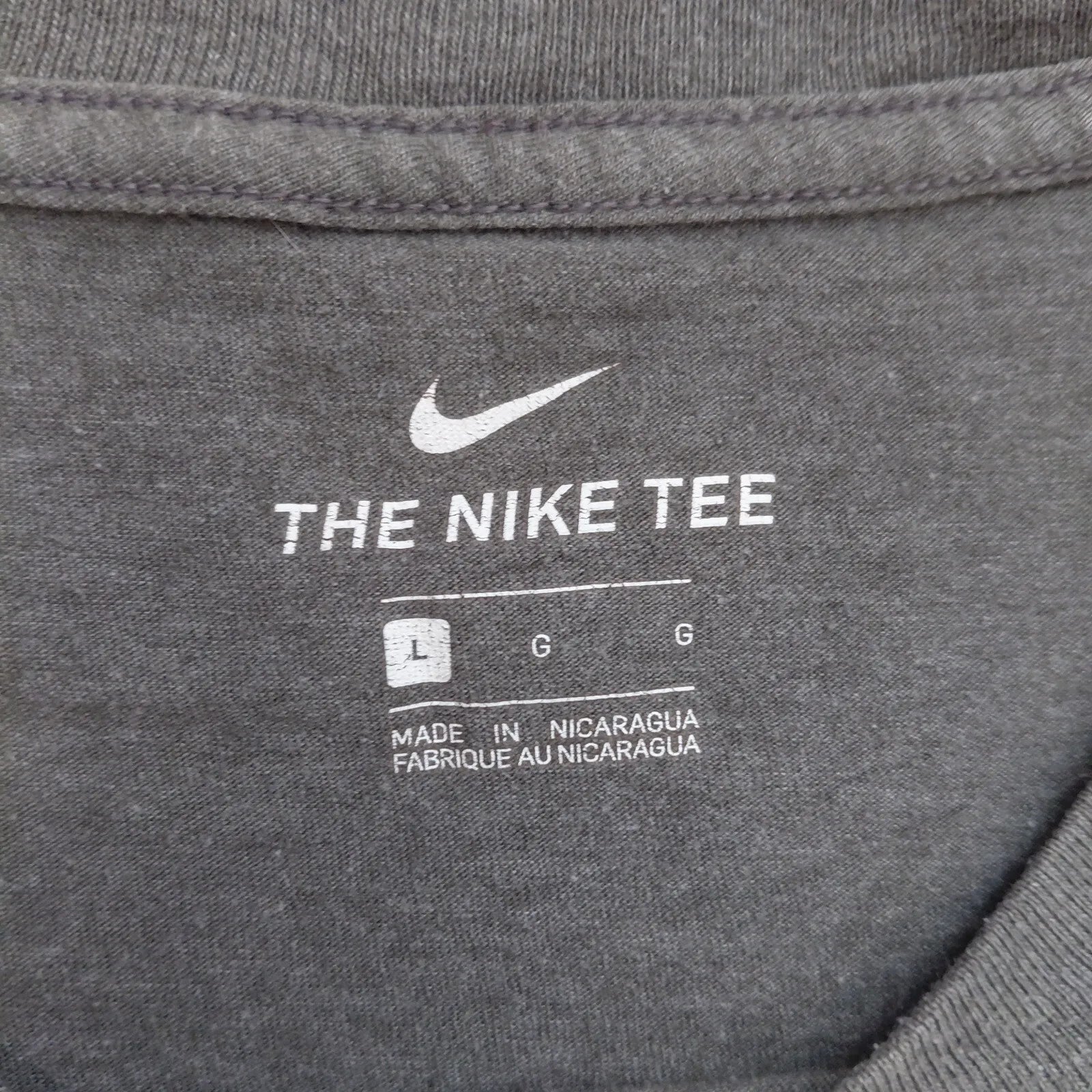 Nike Crew Neck T Shirt Mens Large Grey Just Do It Graphic Logo Short Sleeve